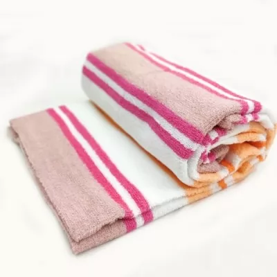 Agarram Textile Mill 350 GSM Cotton Bath Towel Pink And Ornage