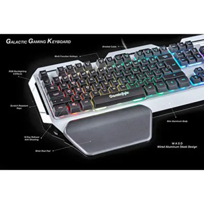 Cosmic Byte CB-GK-06 Galactic Wired Gaming Keyboard With Aluminium Body 7 Color RGB Backlit With Effects Anti Ghosting Silver