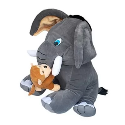 Elephant with Monkey Soft Toy 40cm