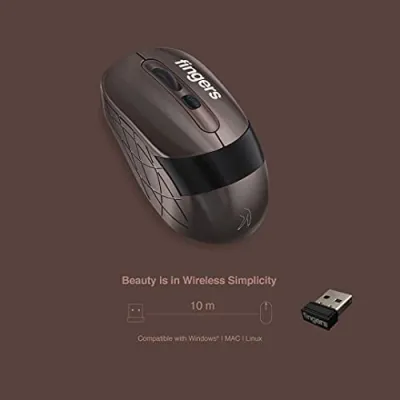 FINGERS AeroGrip Wireless Mouse with 2.4 GHz USB Receiver