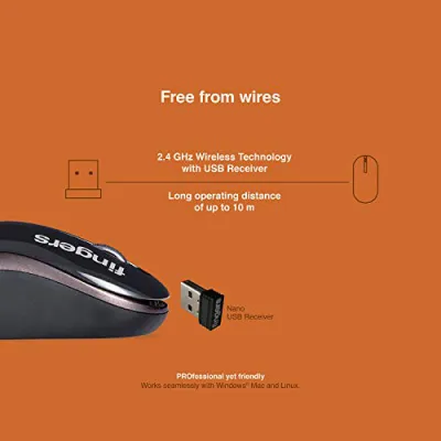 FINGERS GlidePro Wireless Mouse with Nano USB Receiver
