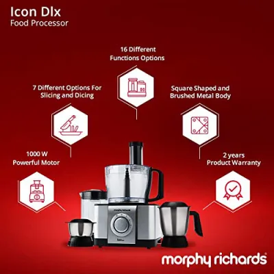 Morphy Richards 640080 Icon Delux Food Processor 1000W Black