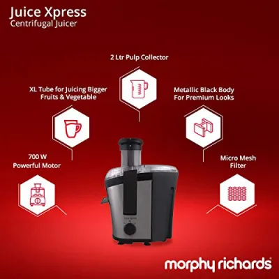 Morphy Richards 720008 Juice Xpress Juicer 700W Silver And Black