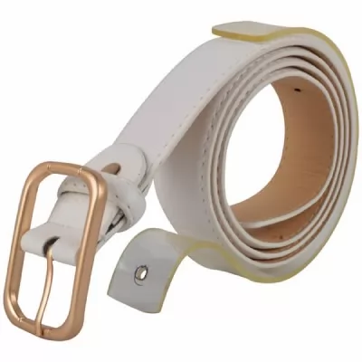 PU Leather Casual Belt MB002 White 34-38 Inch