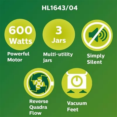Philips HL1643 600-Watt Mixer Grinder 3 Jars