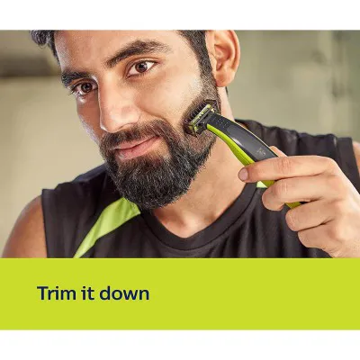 Philips QP2525-10 OneBlade Hybrid Trimmer and Shaver with 3 Trimming Combs Lime Green