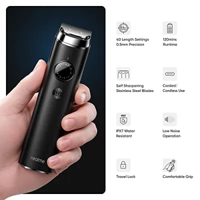 Realme Trimmer Plus Cordless with 40 Length Settings 120min Battery and USB Type-C Fast Charge