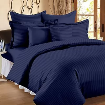 Swing Navi Blue Double Bedsheet with 2 Pillow Covers