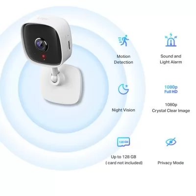 Tp-Link Tapo C100 1080p Full HD Indoor WiFi Spy Security Camera With Alexa and Google White