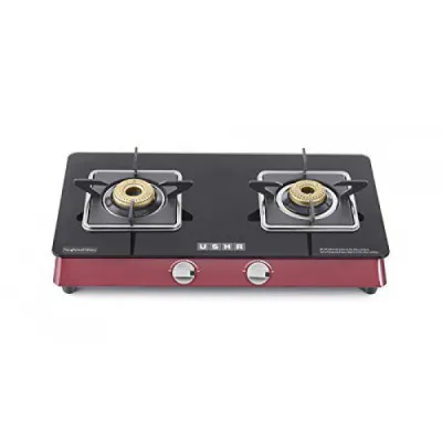 Usha Lustra GS2001 8 MM Thick Toughened Glass Top 2 Burner Gas Stove Square Pan Support Red And Black With Treo by Milton Granito Induction Saucepan 16 cm Blue