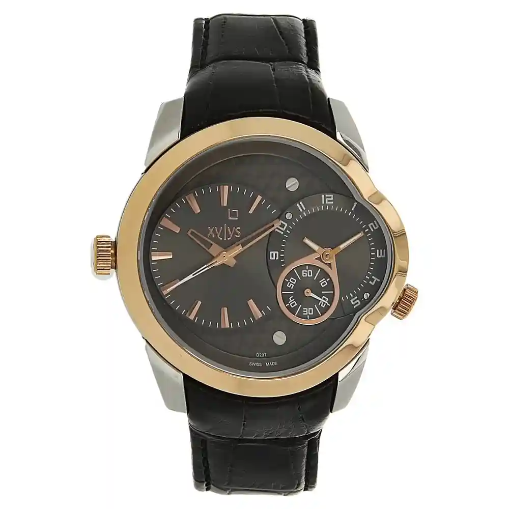 Xylys Black Dial Black Leather Strap Watch NL9294KL01